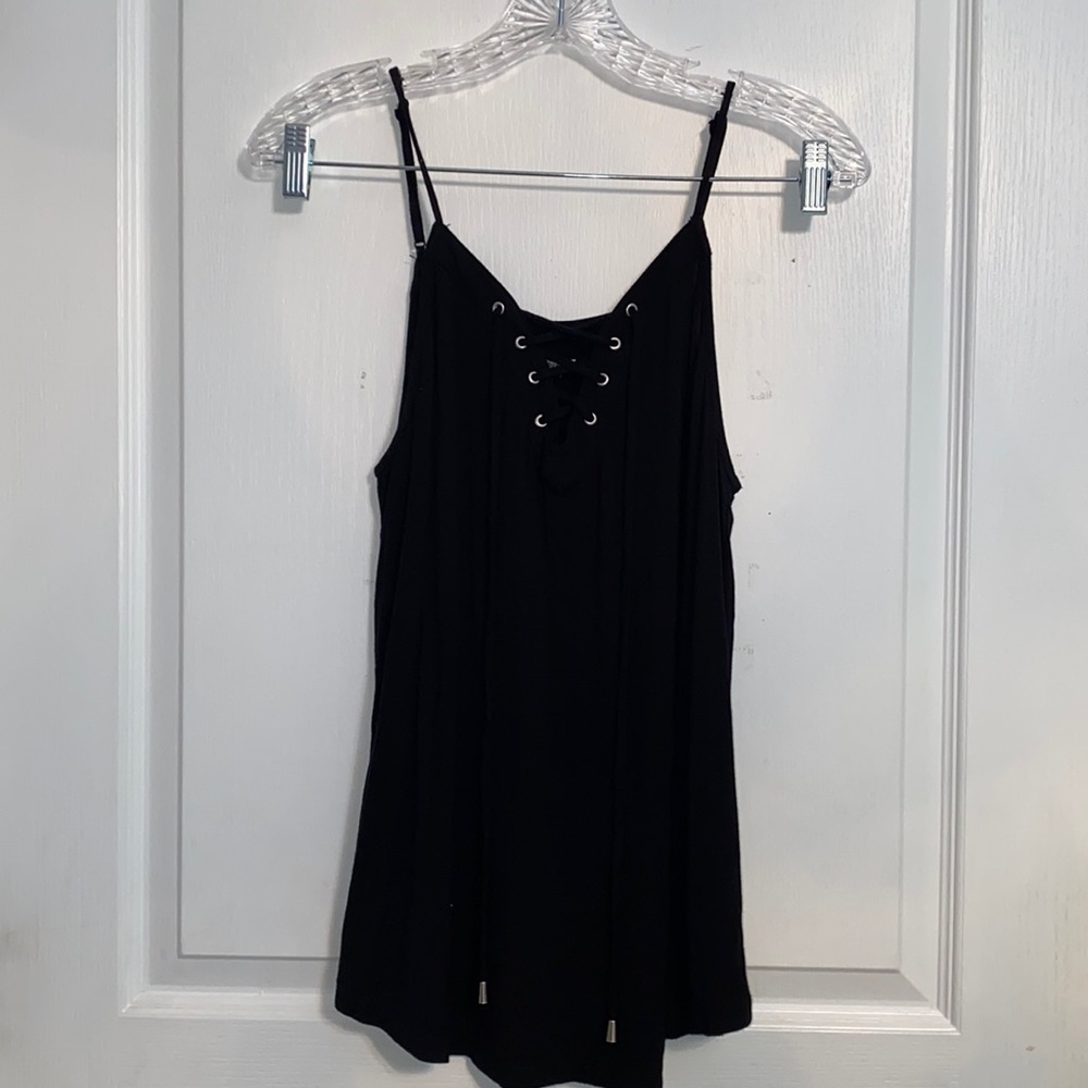 Naked Zebra Black Lace-Up Top